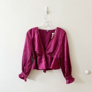 Charlotte russe purple satin deep v top